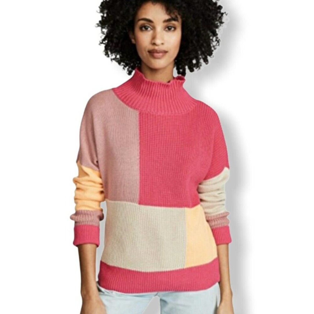 525 America Mock Neck Colorblock Sweater Medium New